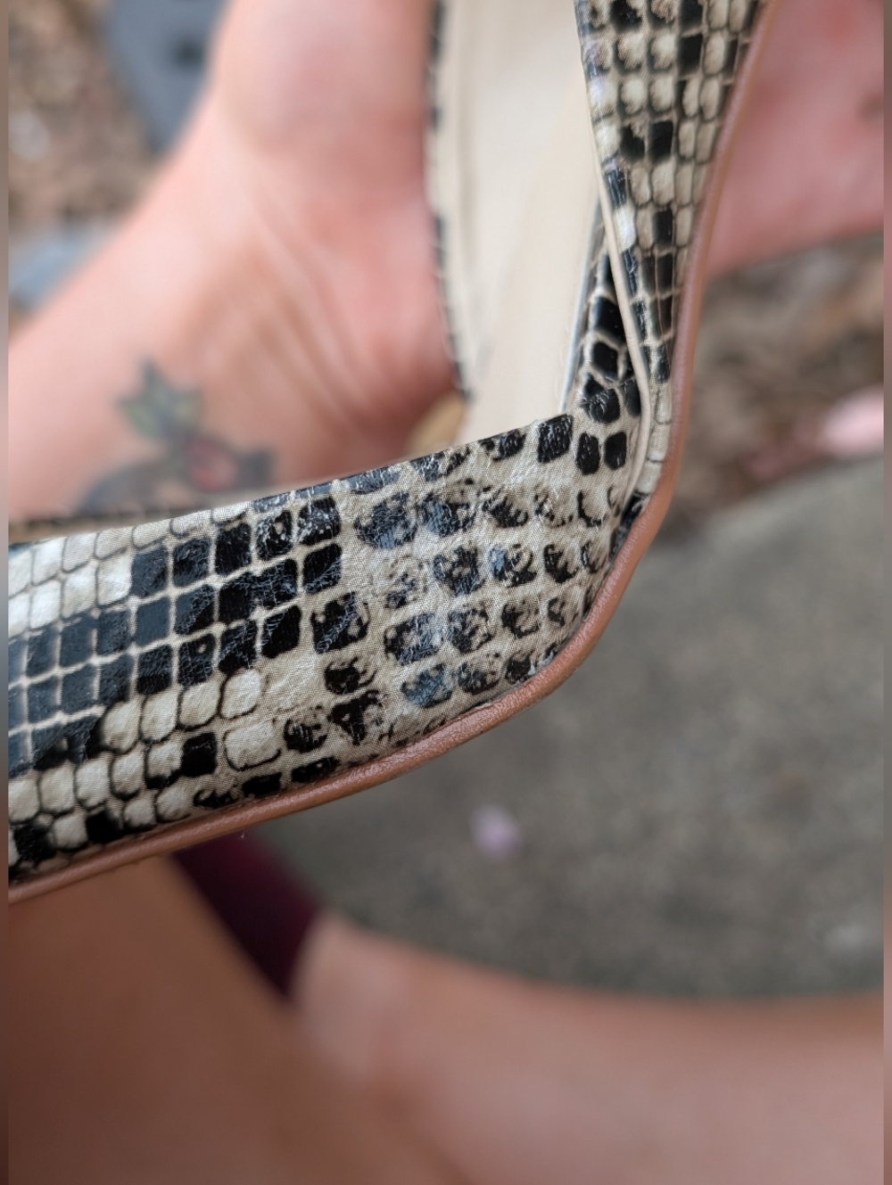 MIA Snake-Print Pointed Toe Pumps in Beige and Black - Picture 11 of 12